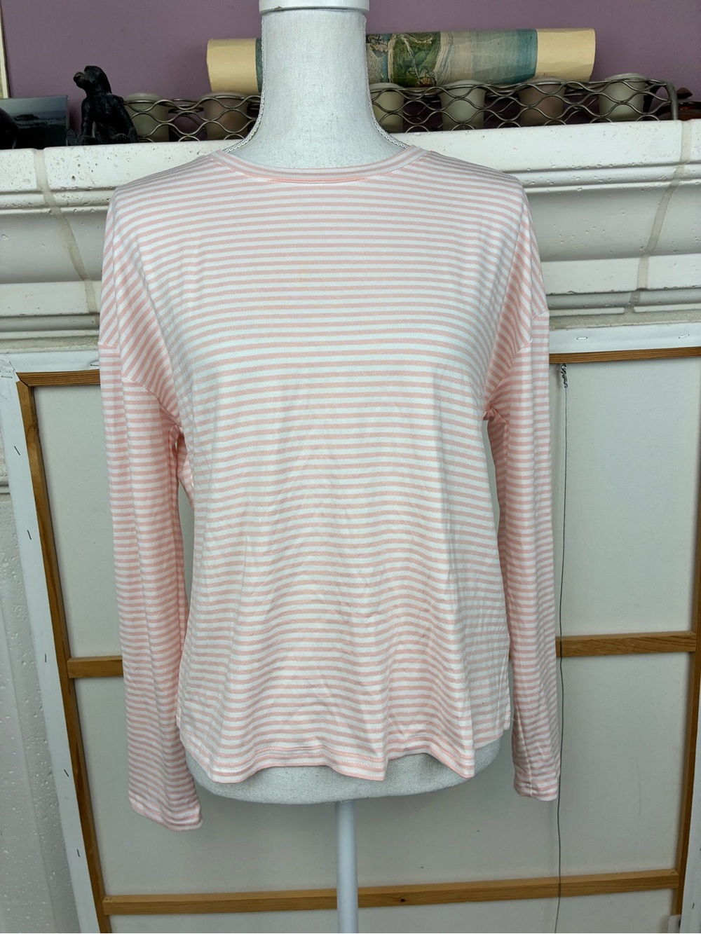 NWOT Boxy Crew Neck Stripe Long-Sleeve Tee oversized stretchy